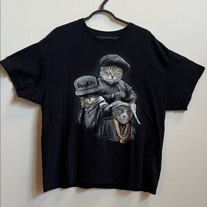 Hip Hop Cat Crew Black T-Shirt